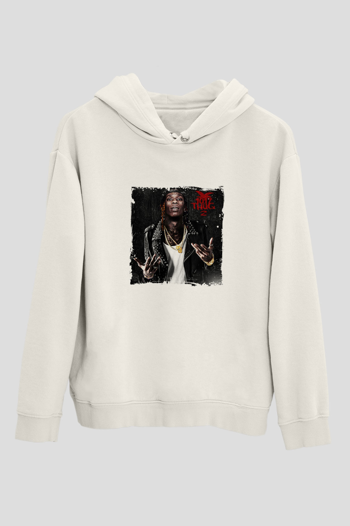 Young Thug Baskılı Unisex Beyaz Kapüşonlu Sweatshirt