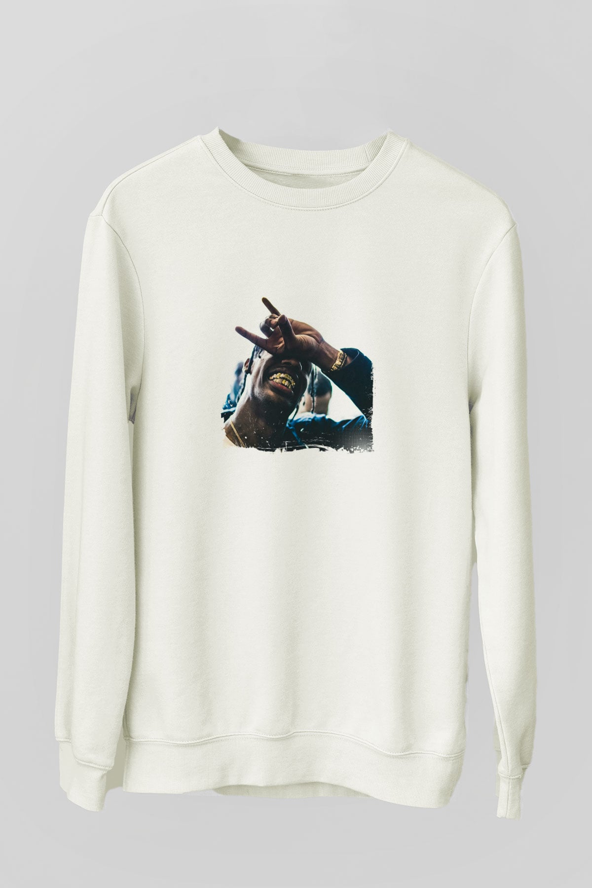 Young Thug Baskılı Unisex Beyaz Sweatshirt