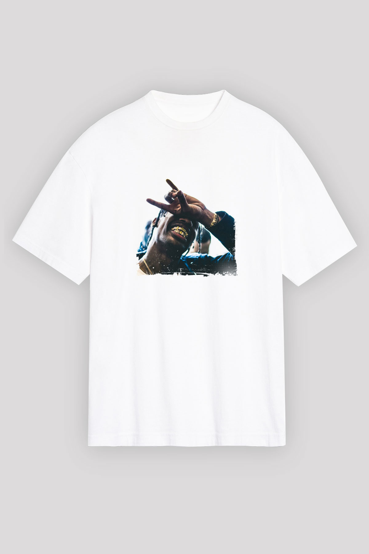 Young Thug Baskılı Oversize Beyaz Tişört