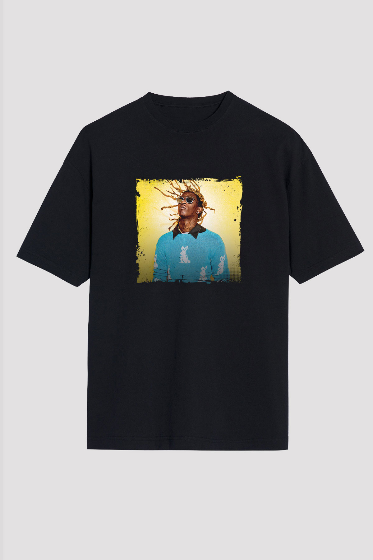 Young Thug Baskılı Unisex Oversize Siyah Tişört