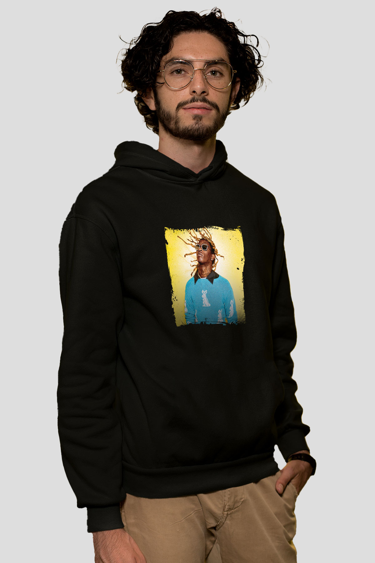Young Thug Baskılı Unisex Siyah Hoodie