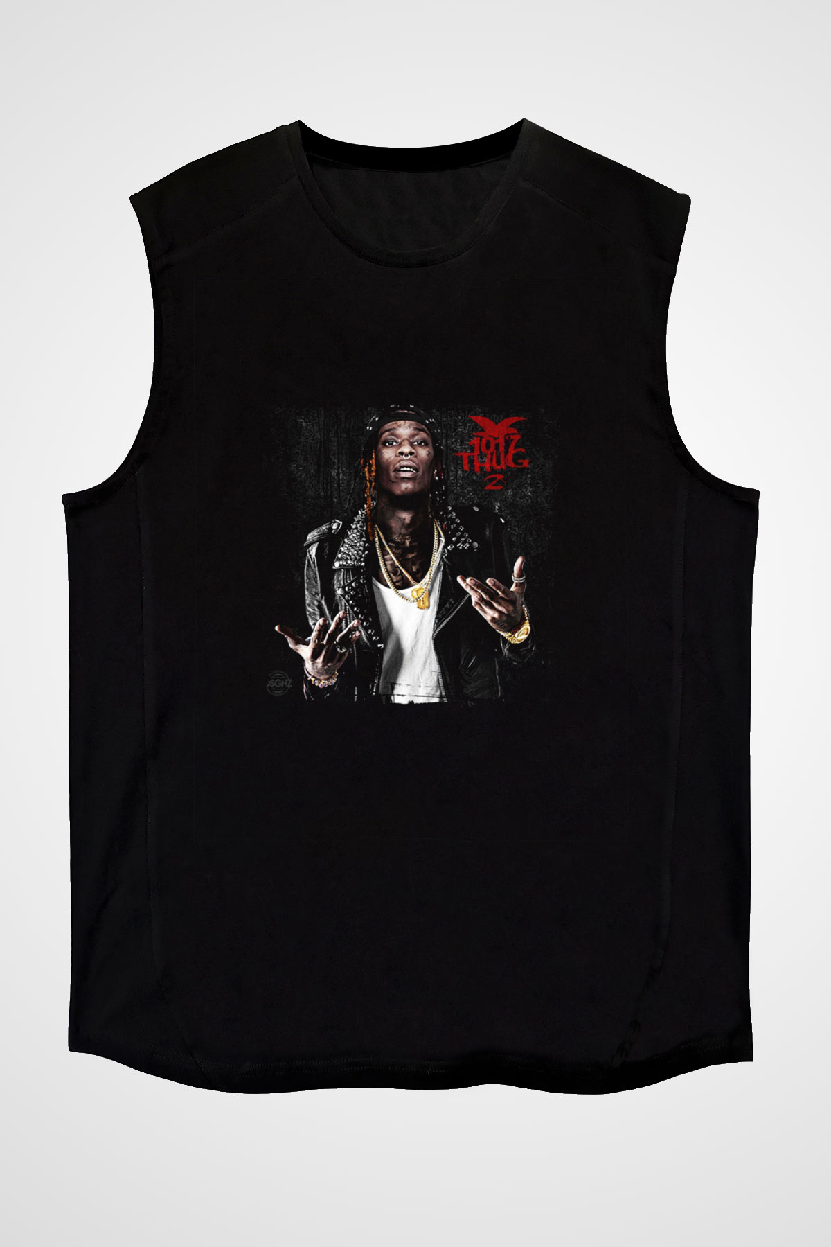 Young Thug Baskılı Unisex Siyah Kolsuz Tişört