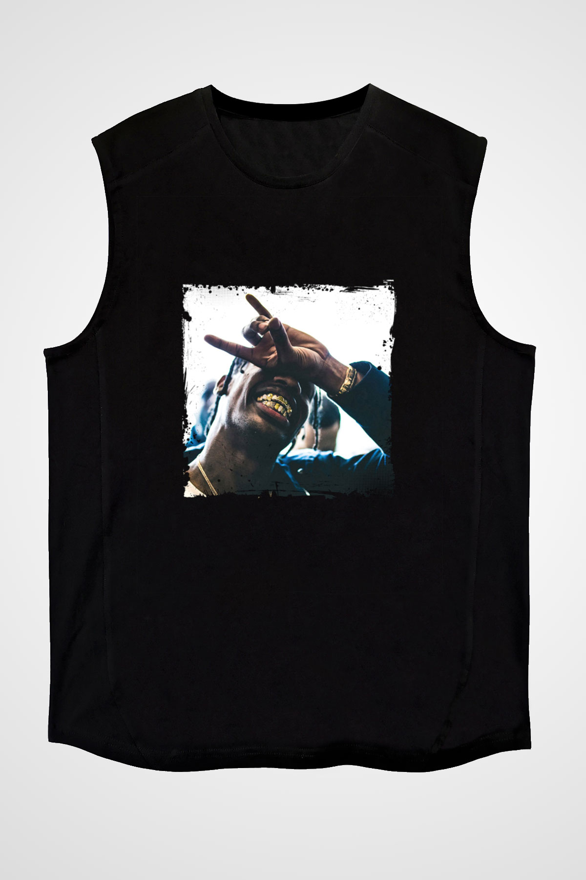 Young Thug Baskılı Unisex Siyah Kolsuz Tişört