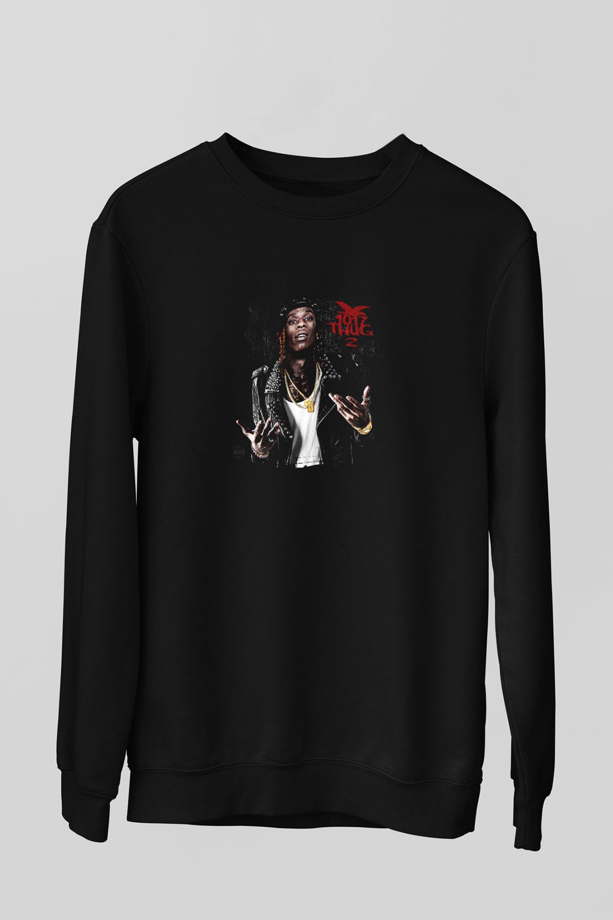 Young Thug Baskılı Unisex Siyah Sweatshirt