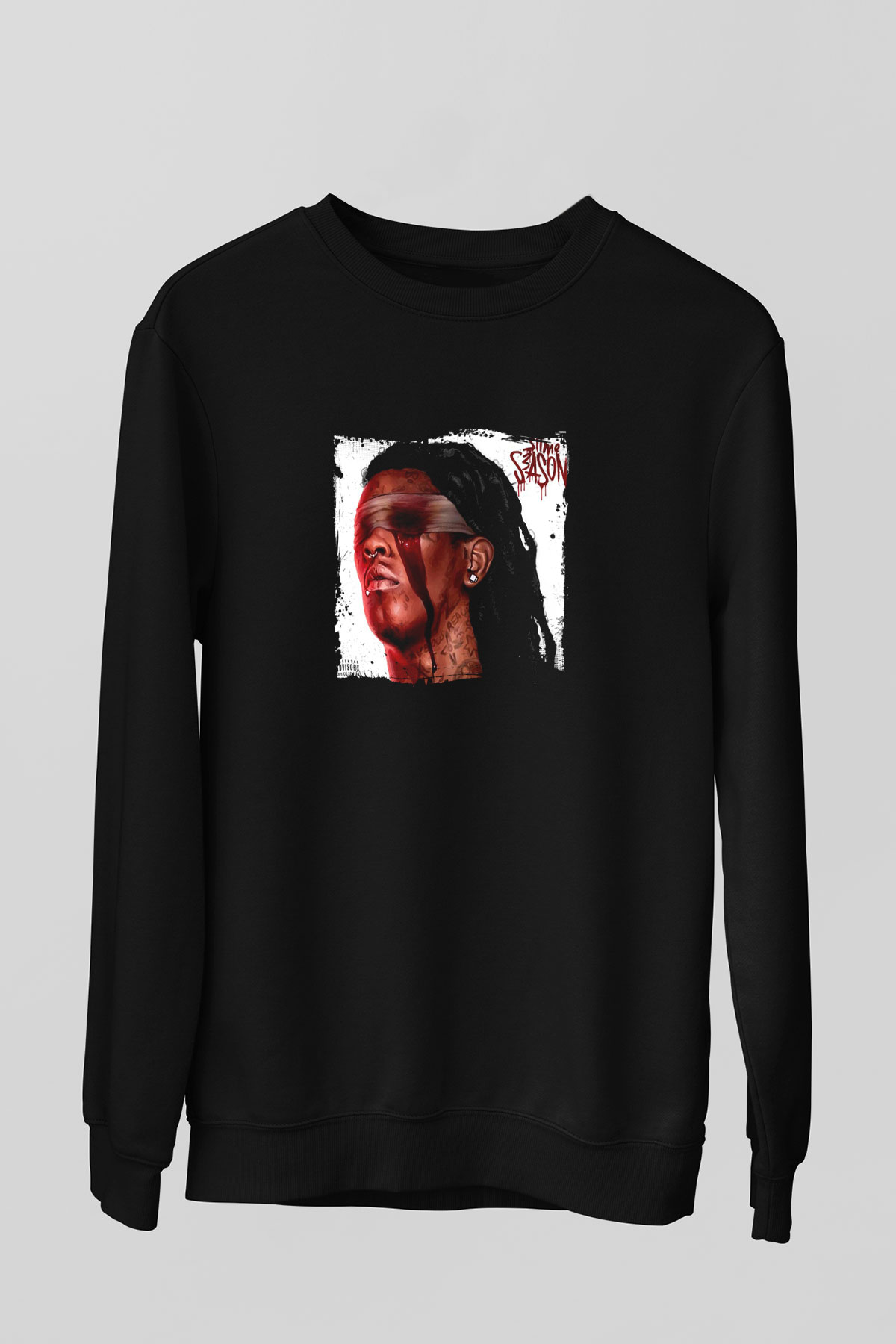Young Thug Baskılı Unisex Siyah Sweatshirt