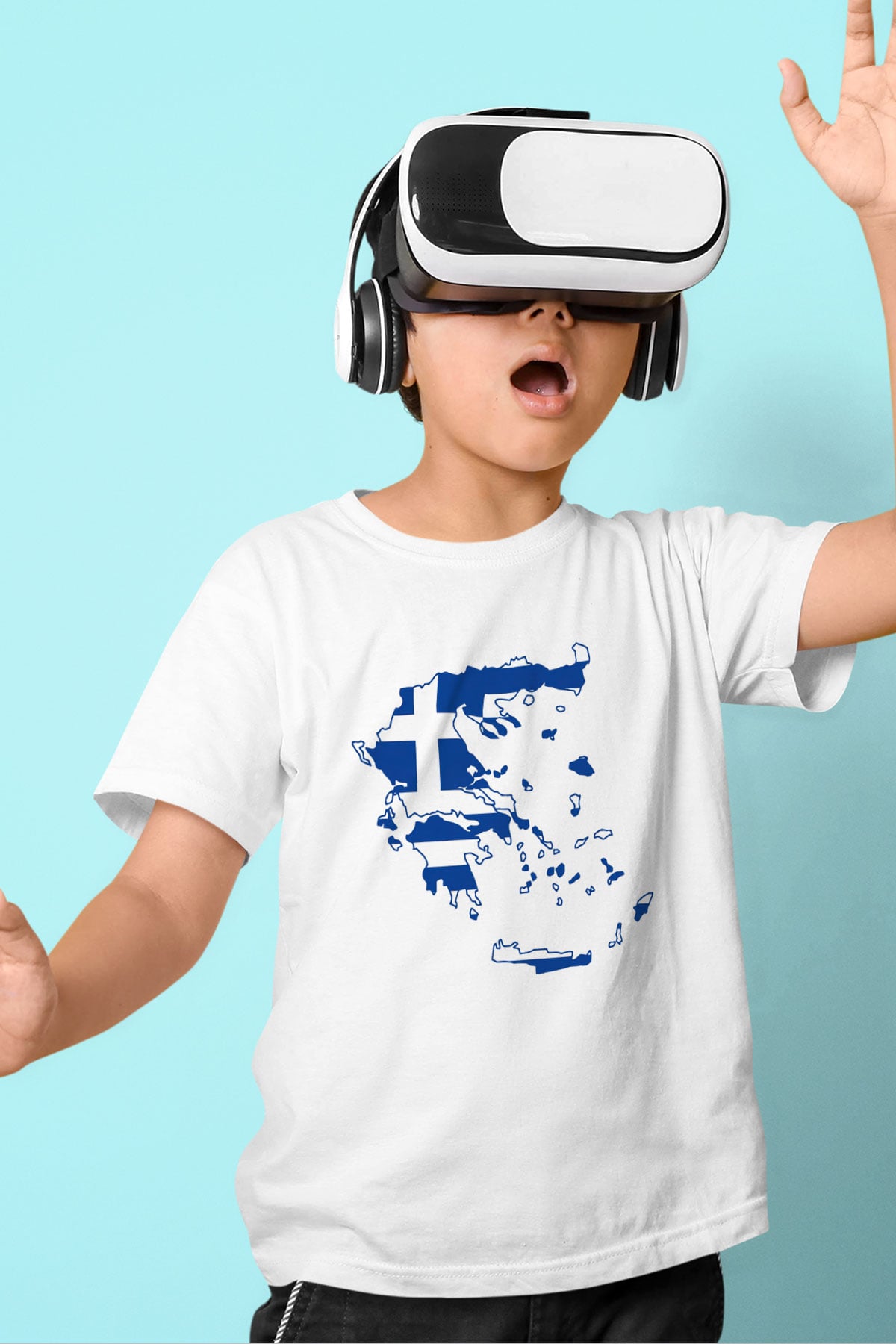 Yunanistan Baskılı Beyaz Unisex Çocuk Tişört