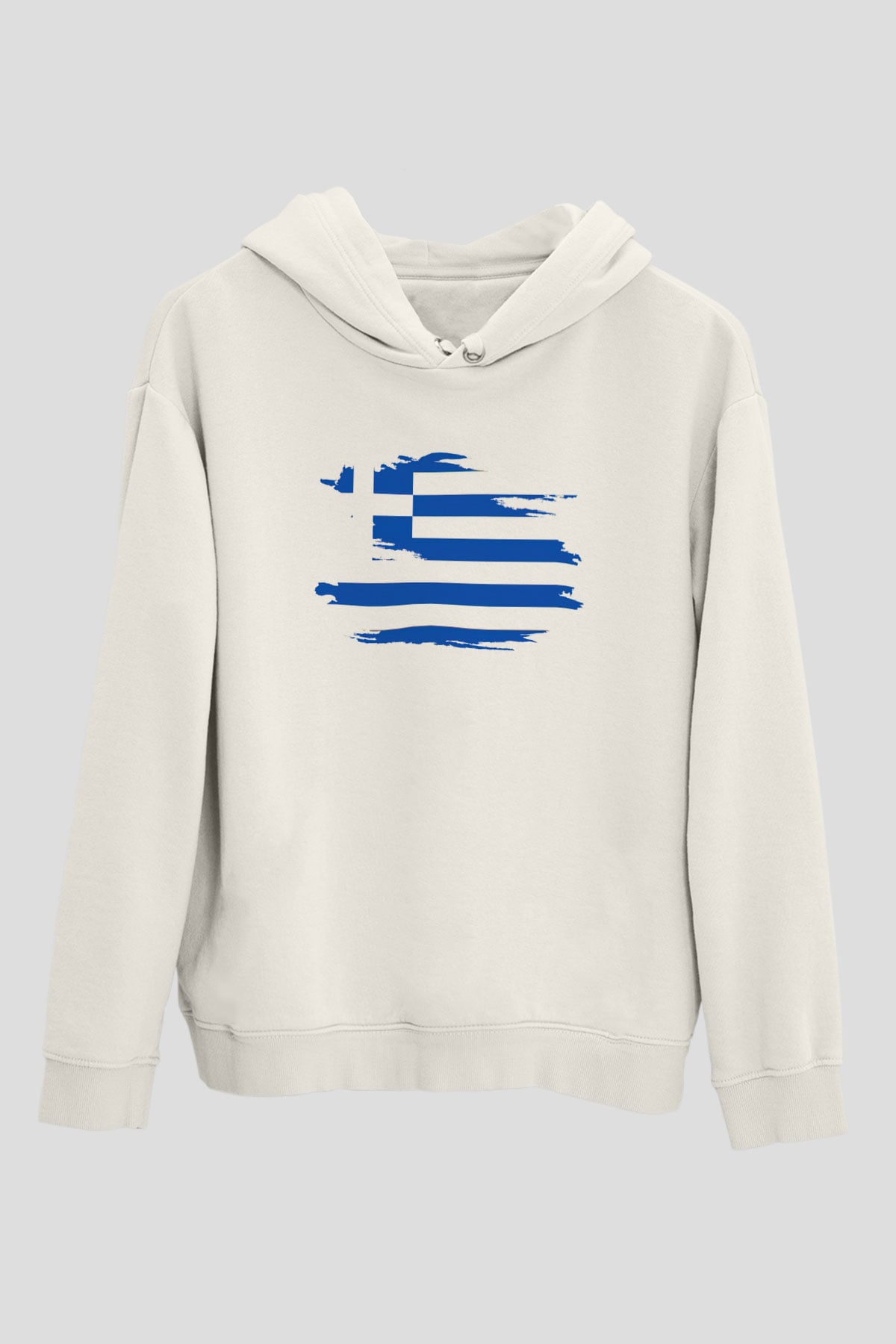 Yunanistan Beyaz Unisex Kapşonlu Sweatshirt