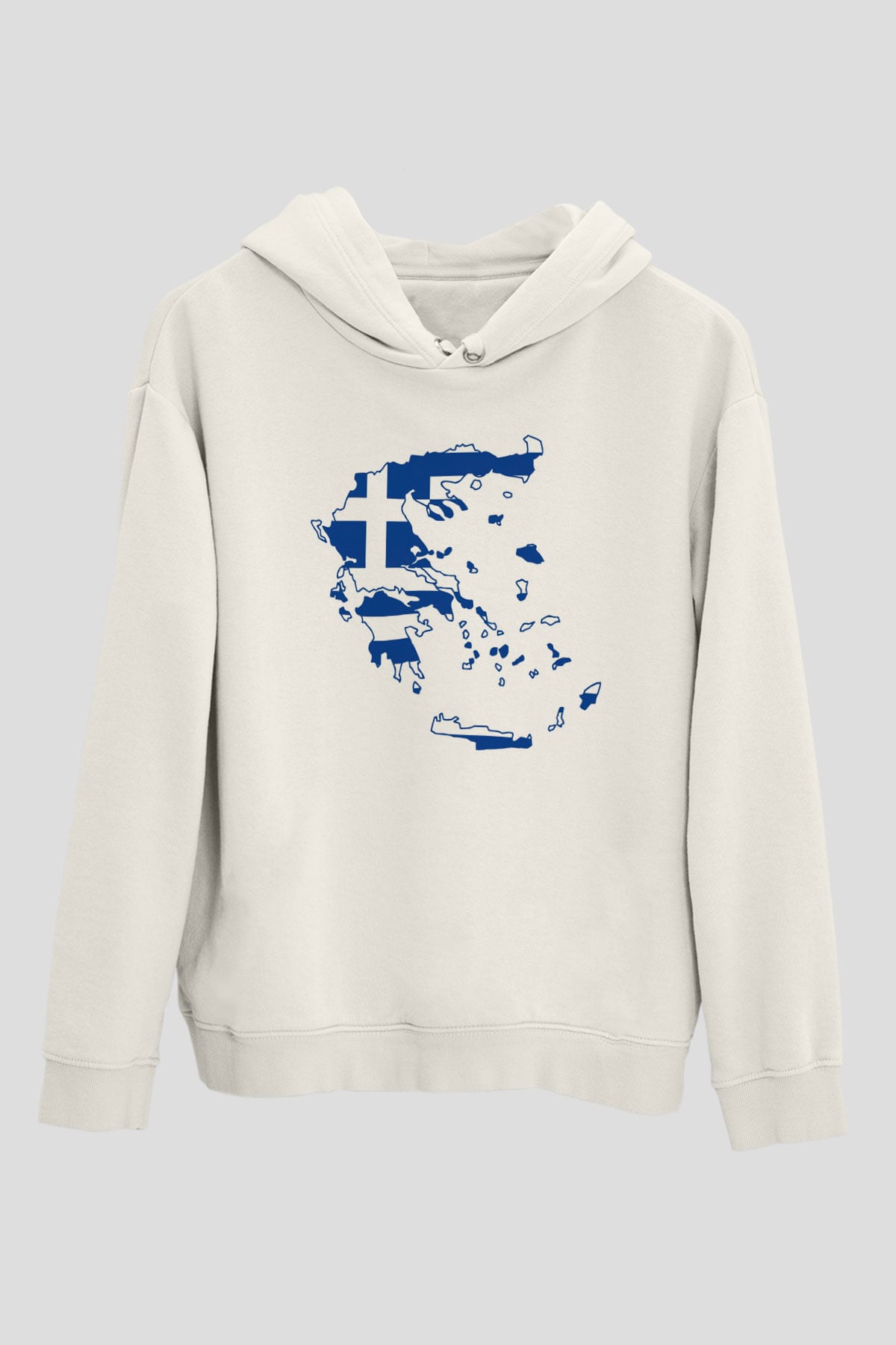 Yunanistan Beyaz Unisex Kapşonlu Sweatshirt