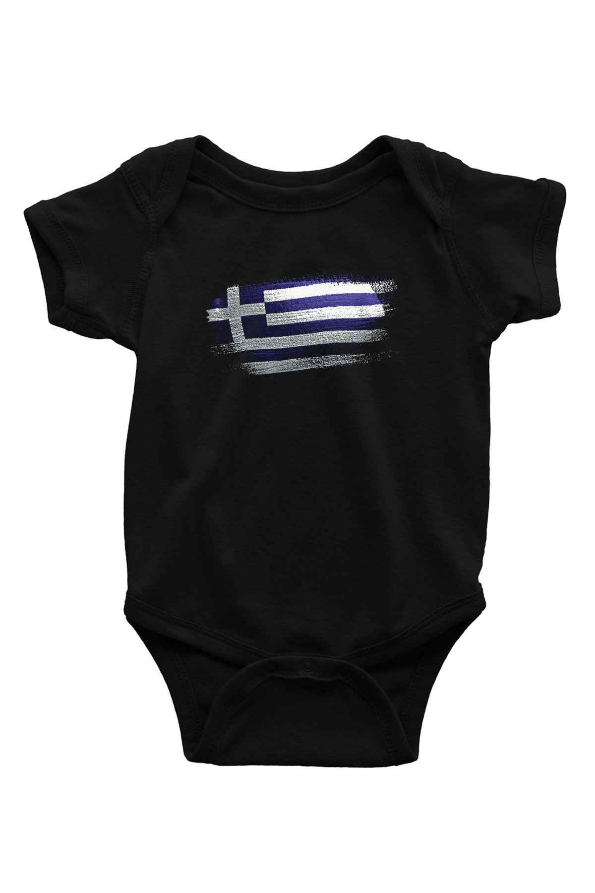 Yunanistan - Greece Bayrağı Baskılı Unisex Siyah Bebek Body - Zıbın