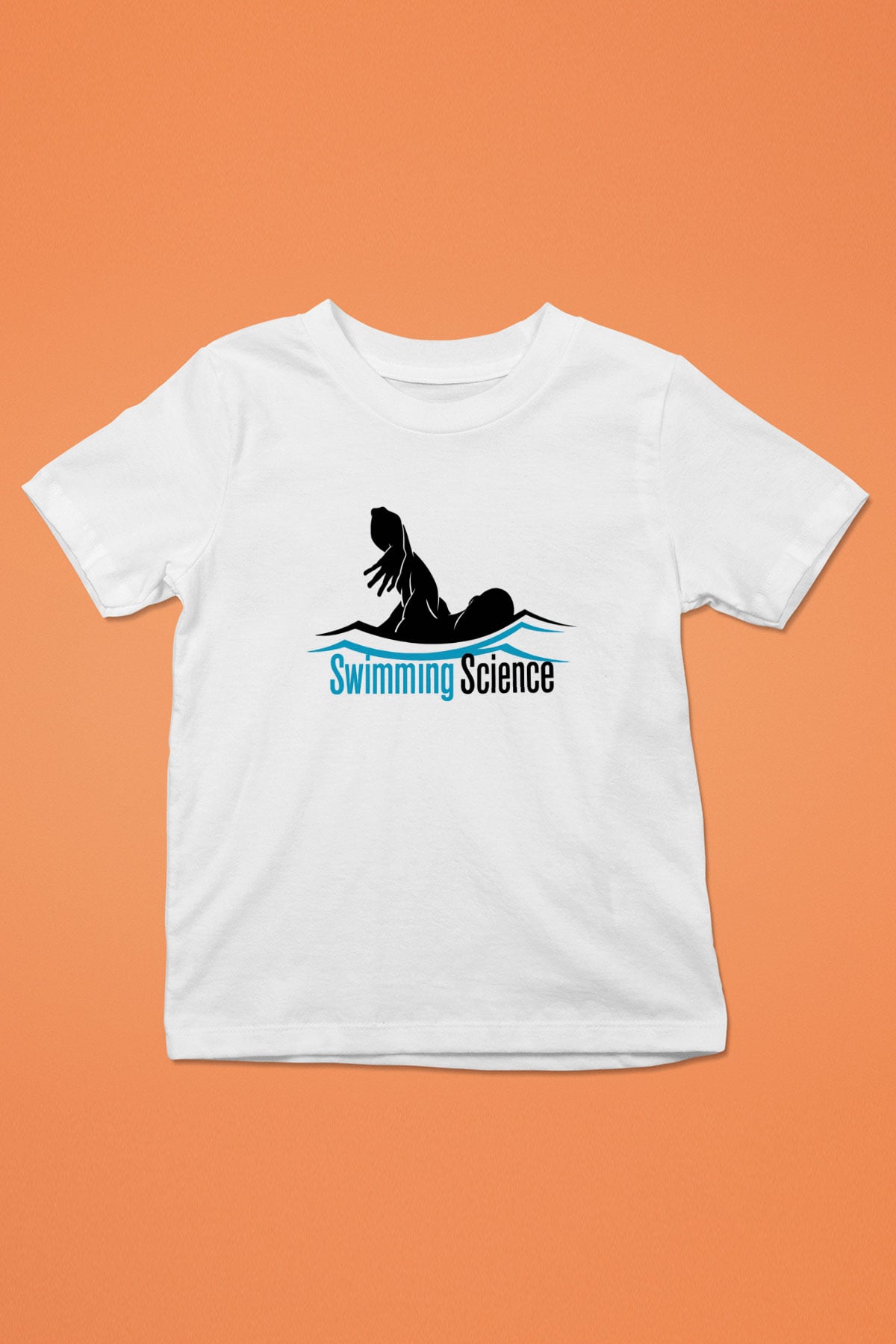 Yüzme Baskılı Beyaz Unisex Çocuk Tişört