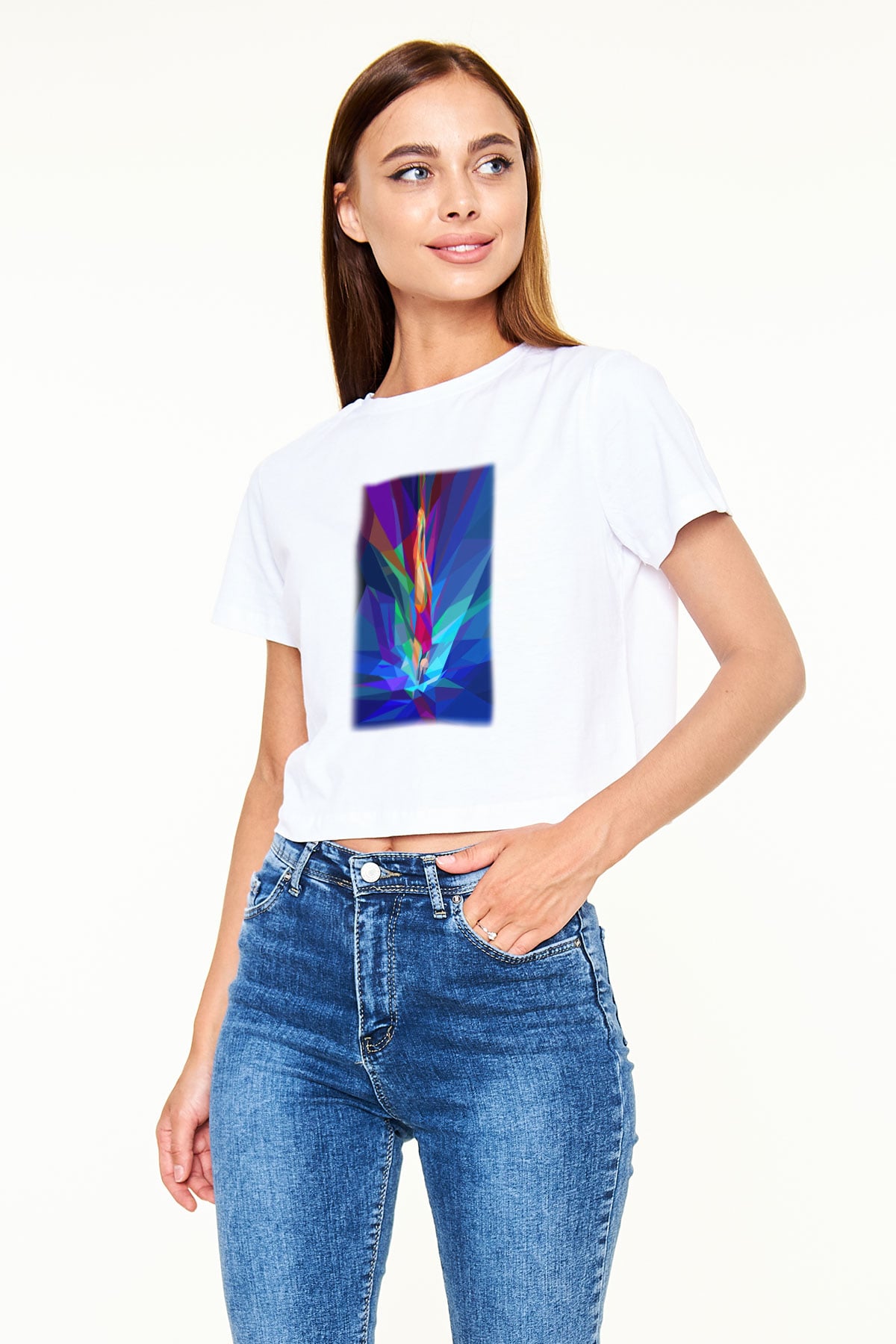 Yüzme Beyaz Croptop Tişört