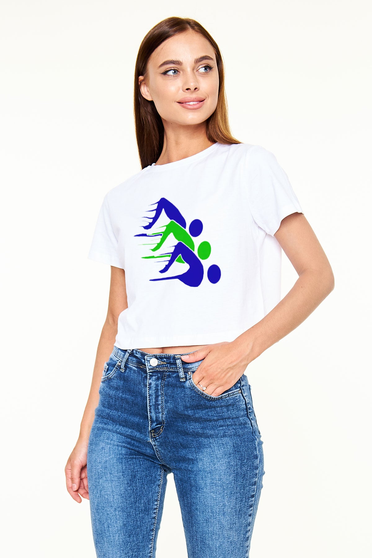 Yüzme Beyaz Croptop Tişört