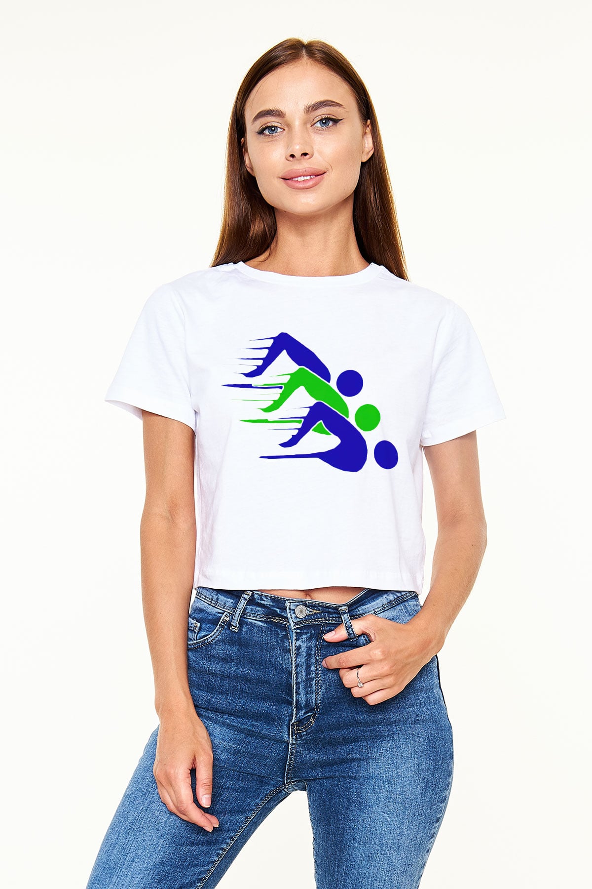 Yüzme Beyaz Croptop Tişört