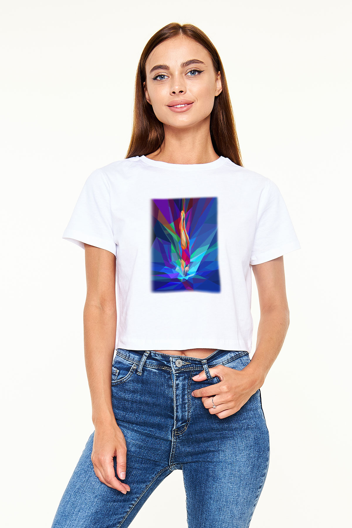 Yüzme Beyaz Croptop Tişört