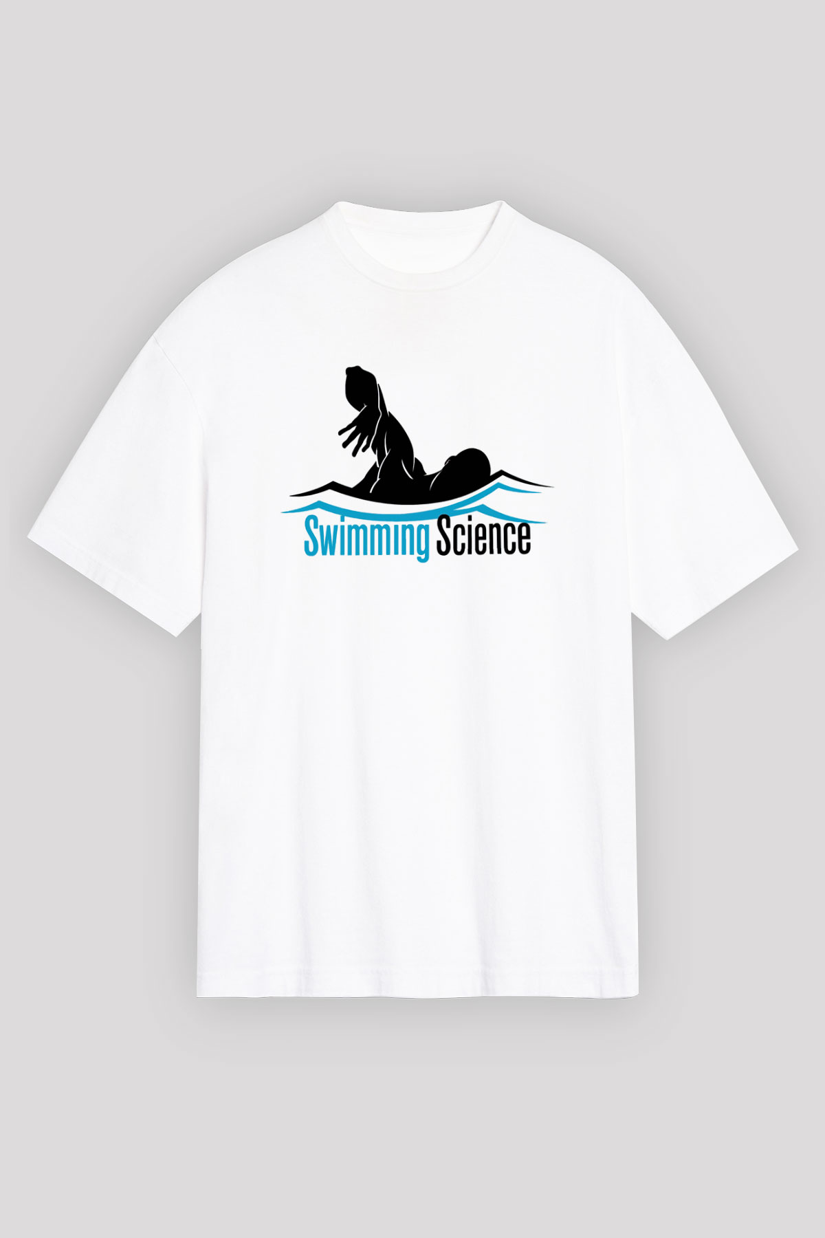 Yüzme Beyaz Unisex Oversize Tişört T-Shirt