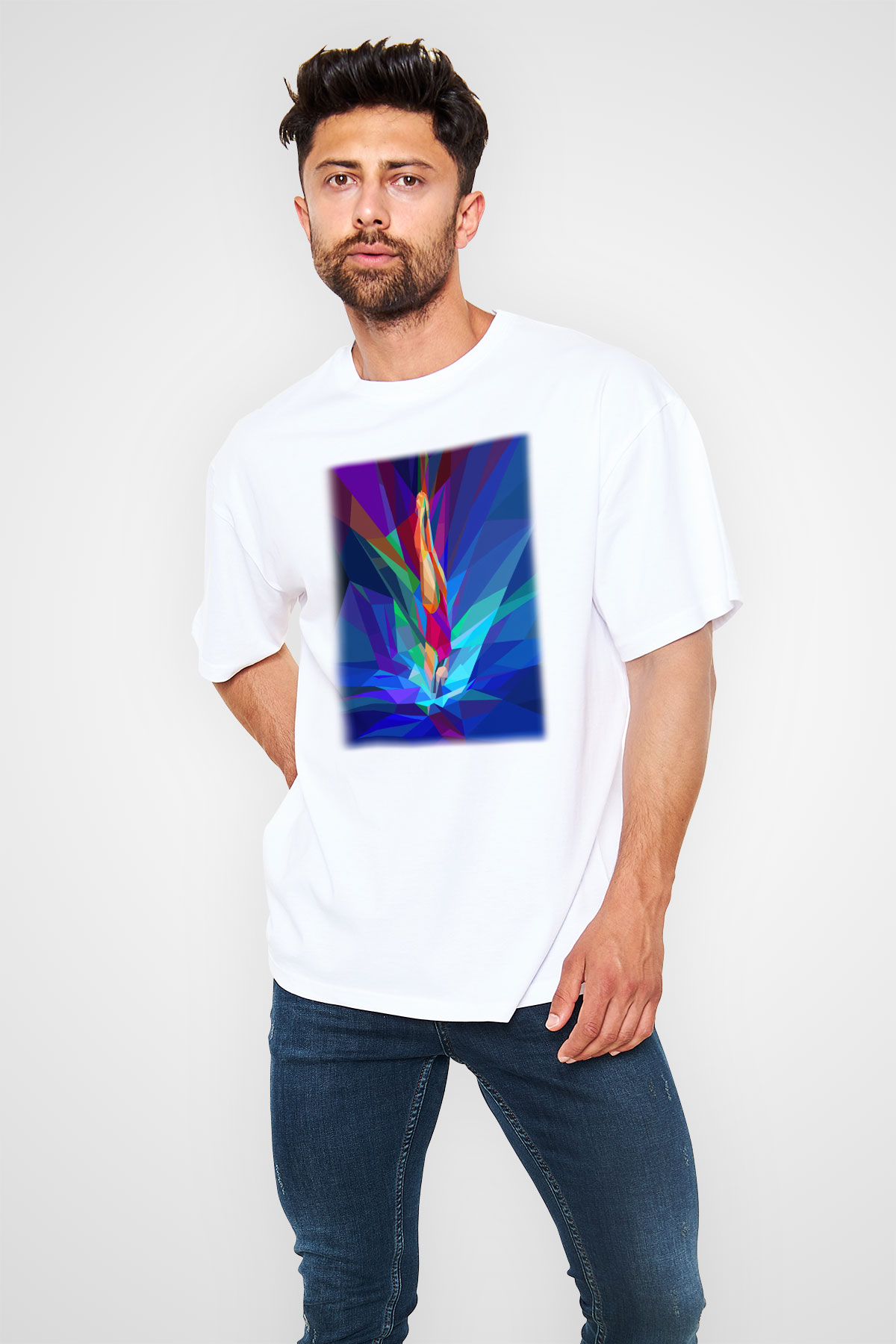 Yüzme Beyaz Unisex Oversize Tişört T-Shirt