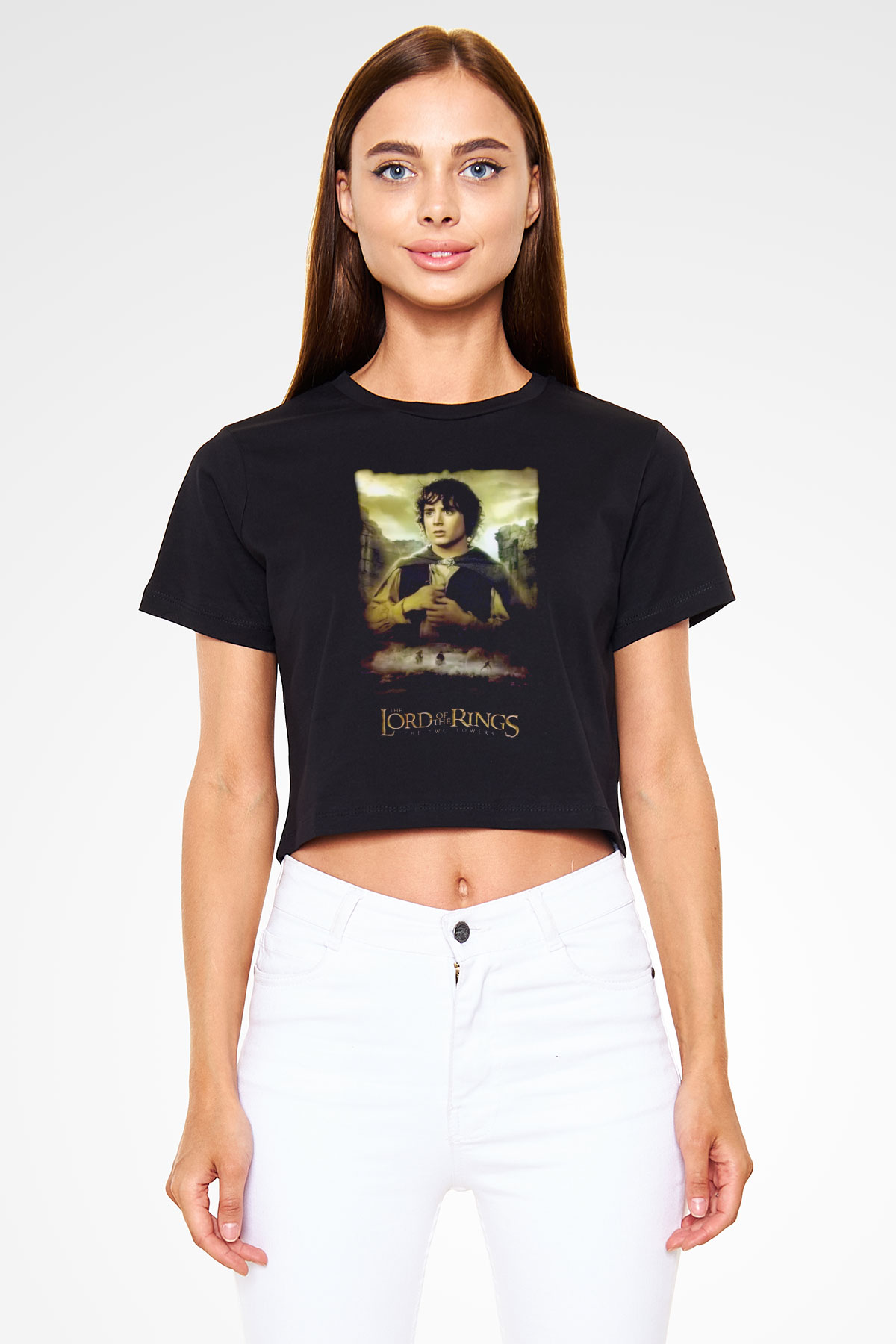 Yüzüklerin Efendisi Siyah   Crop Top Tişört