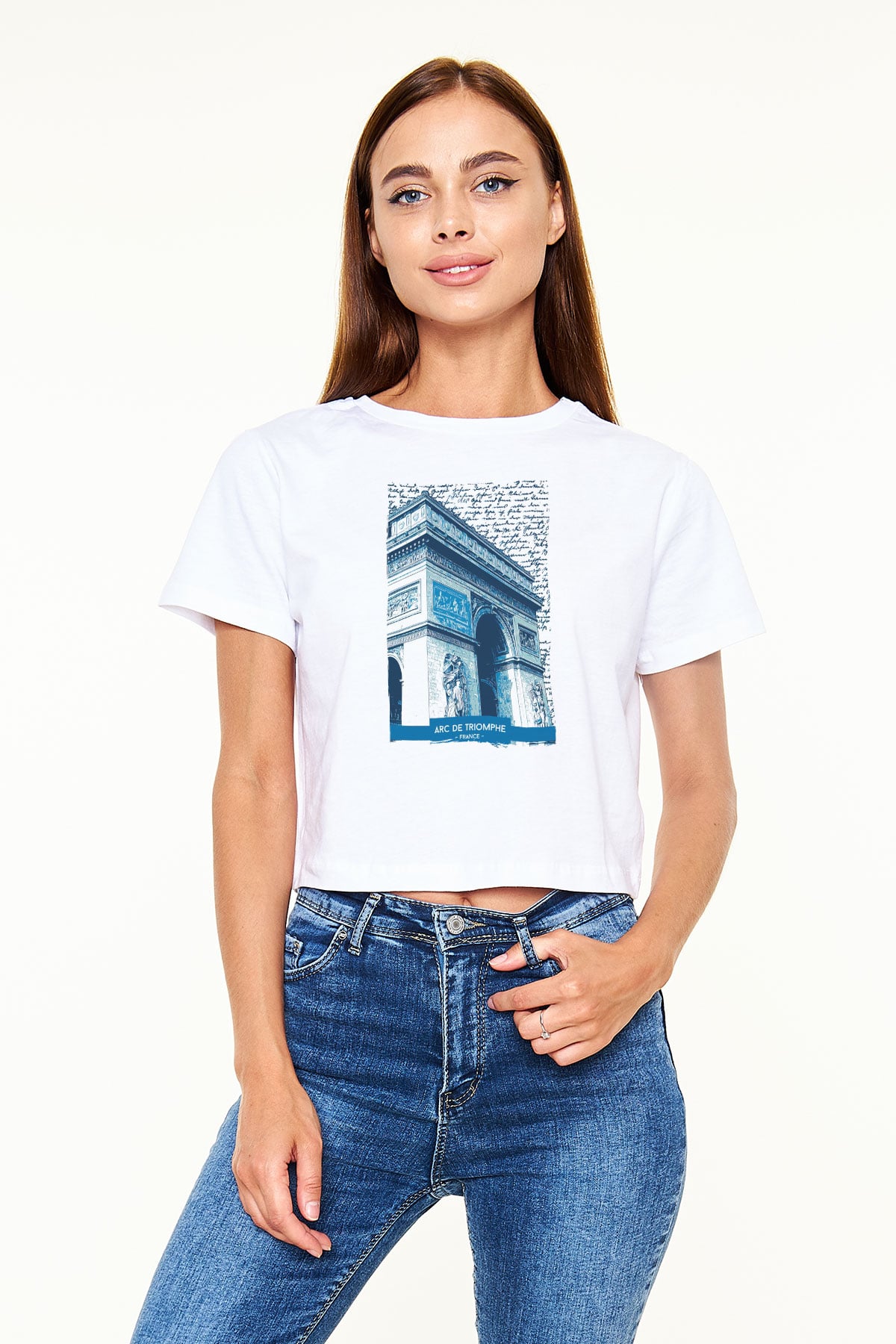 Zafer Takı Beyaz  Crop Top Tişört