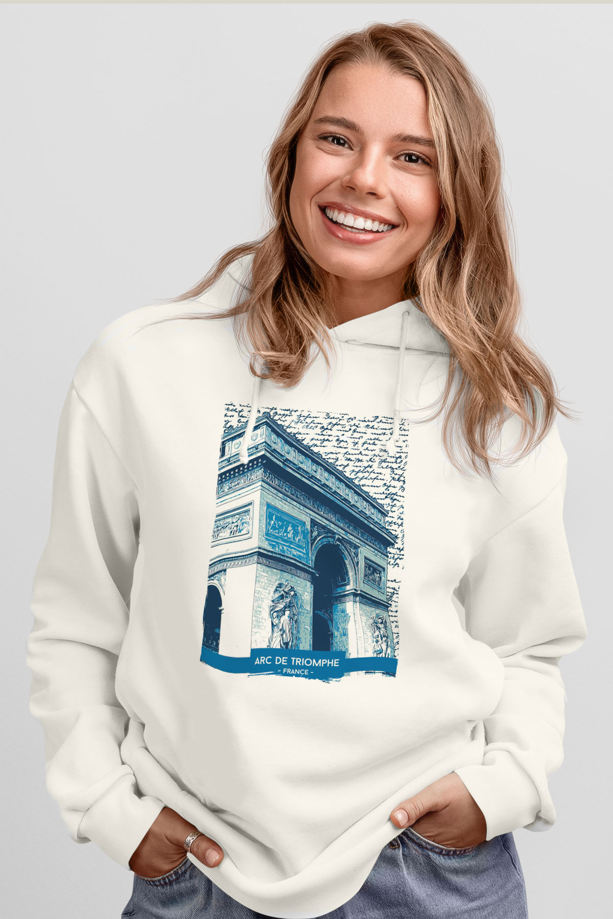 Zafer Takı Beyaz Unisex Hoodie