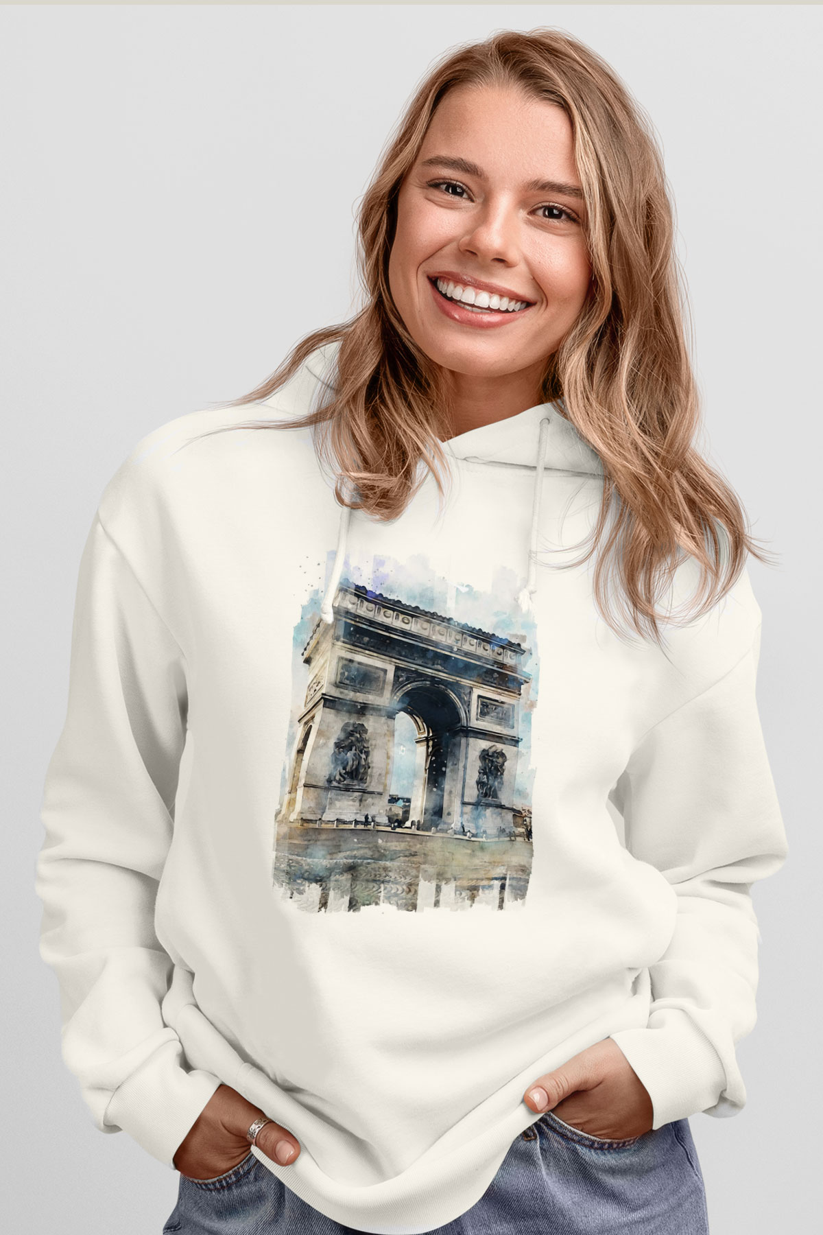 Zafer Takı Beyaz Unisex Hoodie