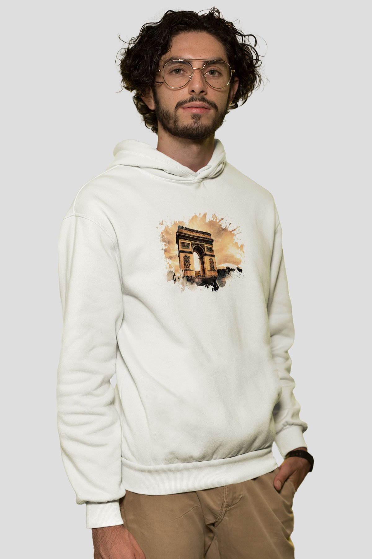 Zafer Takı Beyaz Unisex Hoodie