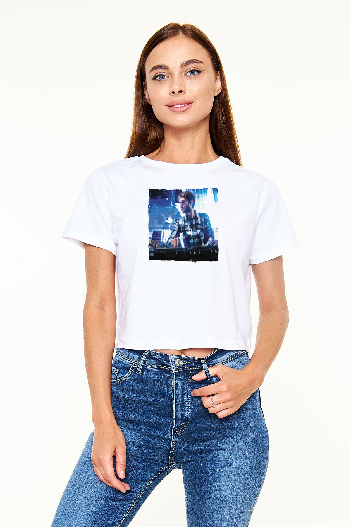 Zedd Beyaz  Crop Top Tişört