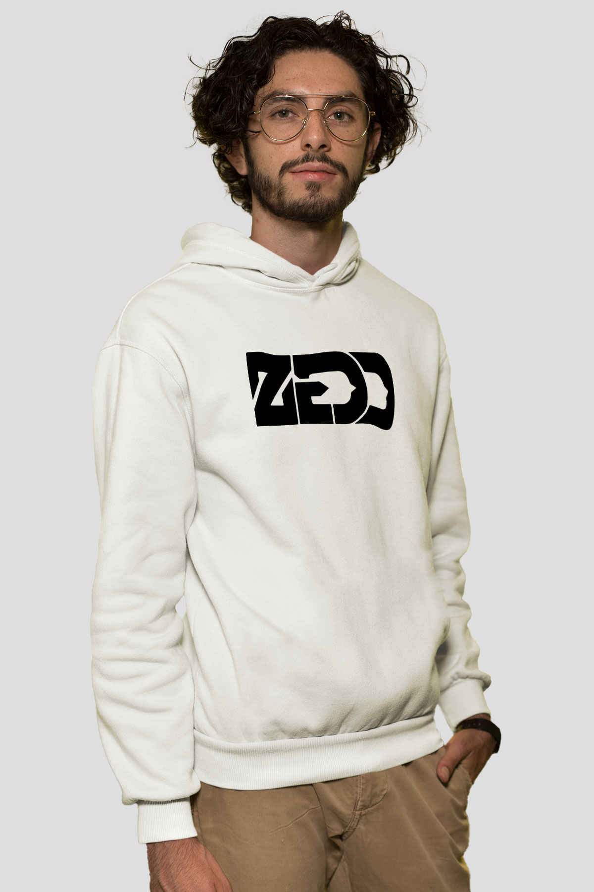 Zedd Beyaz Unisex Kapüşonlu Sweatshirt