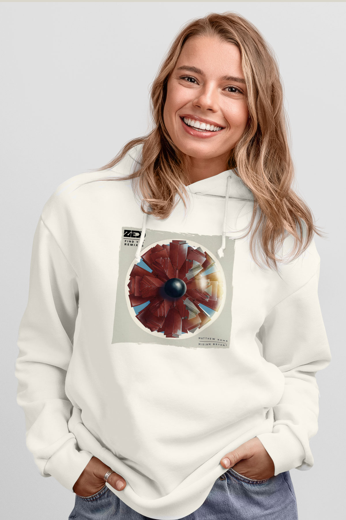Zedd Beyaz Unisex Kapüşonlu Sweatshirt