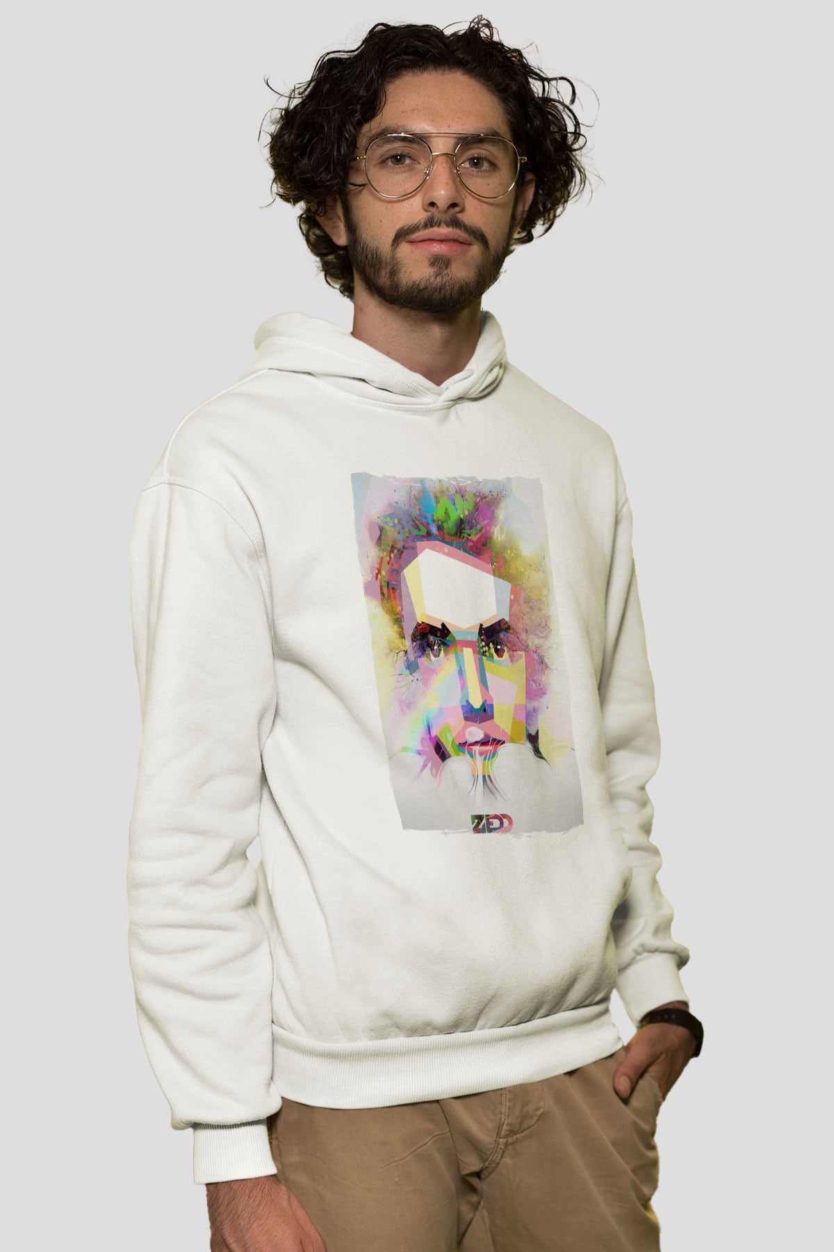 Zedd Beyaz Unisex Kapüşonlu Sweatshirt