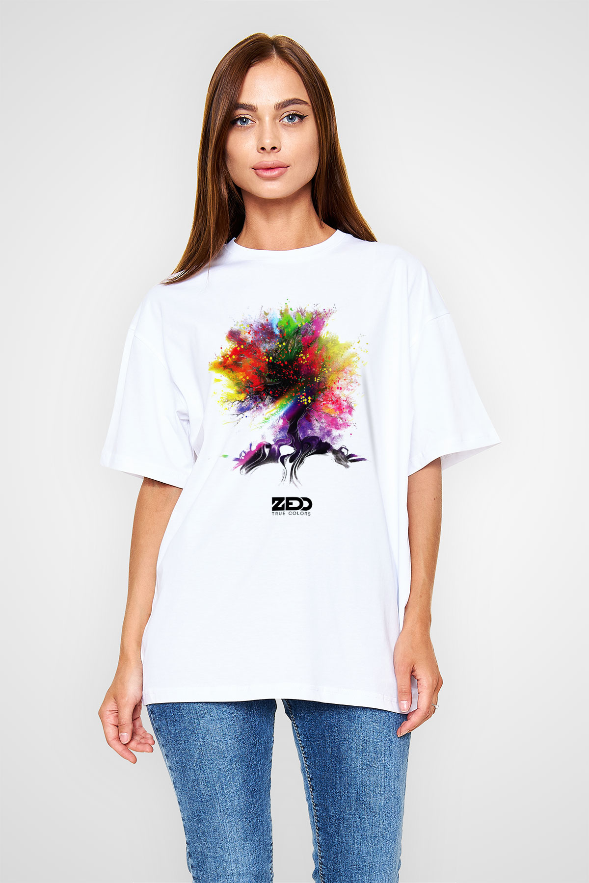 Zedd Beyaz Unisex Oversize Tişört T-Shirt
