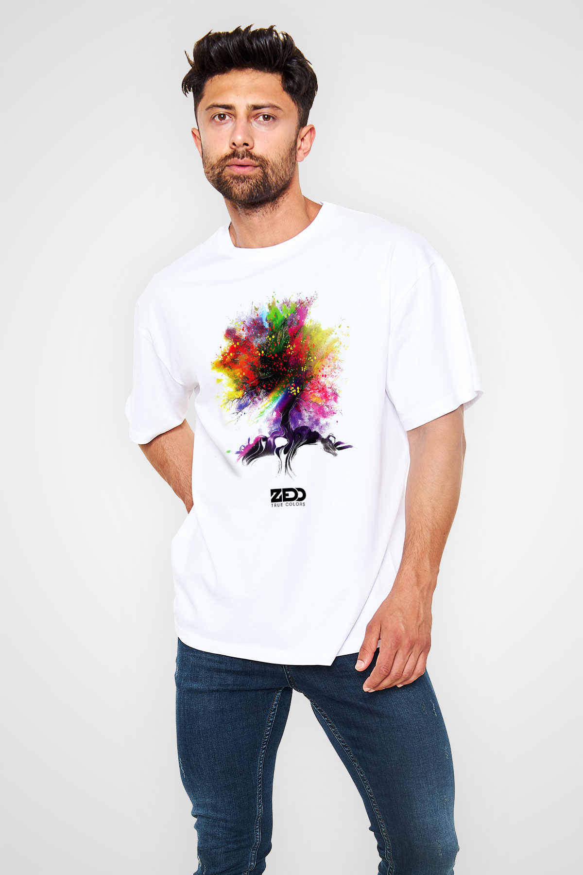 Zedd Beyaz Unisex Oversize Tişört T-Shirt