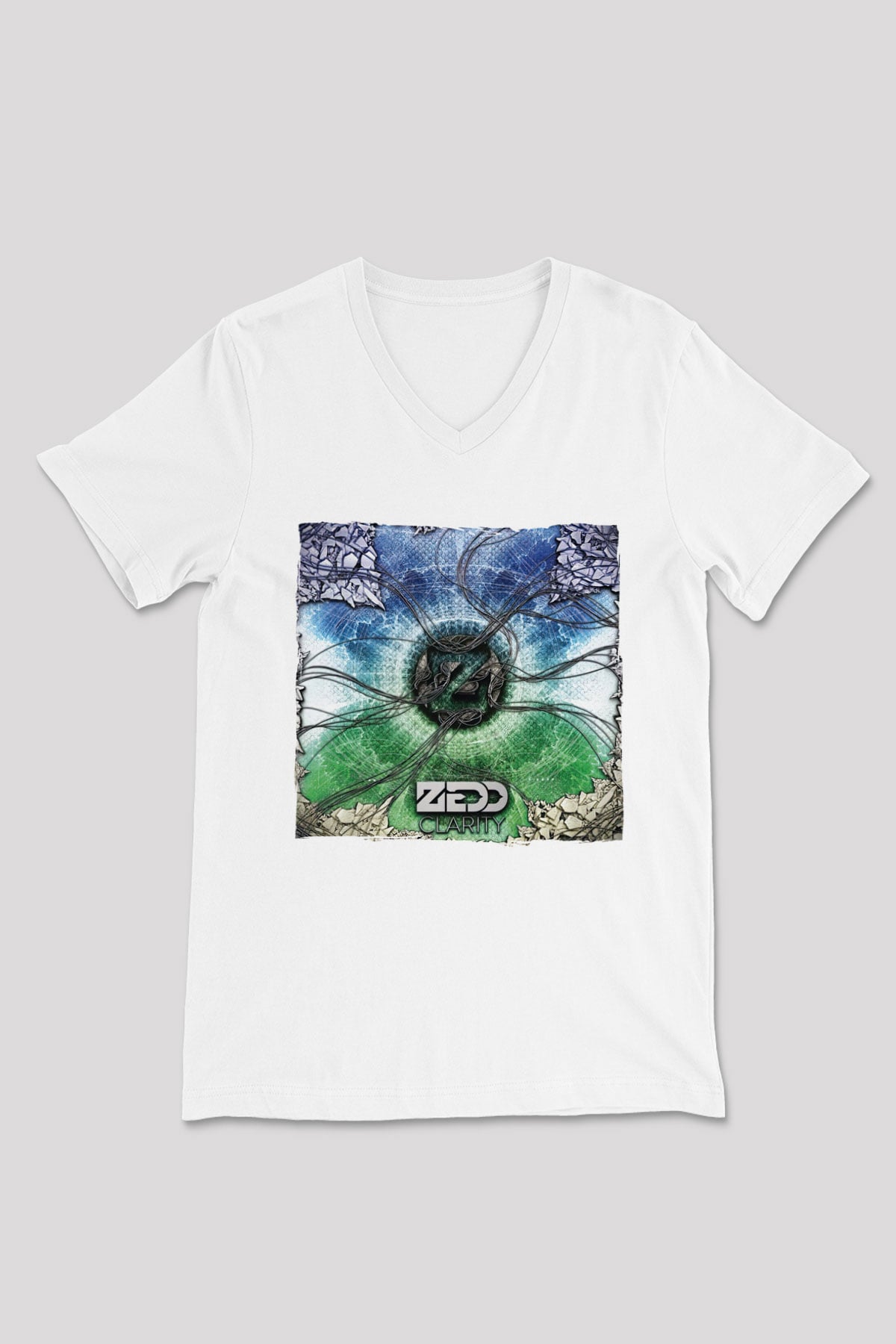 Zedd Beyaz Unisex V Yaka Tişört
