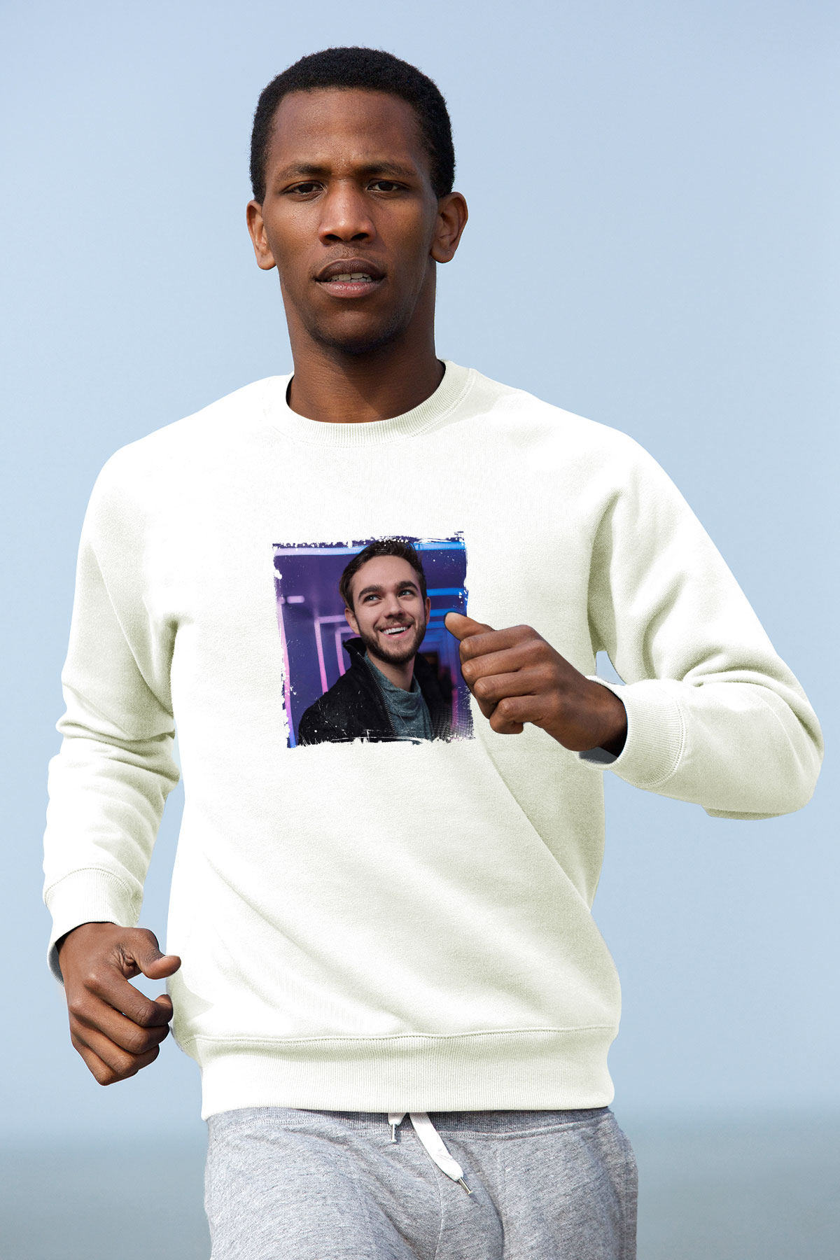 ZeddBaskılı Beyaz Sweatshirt