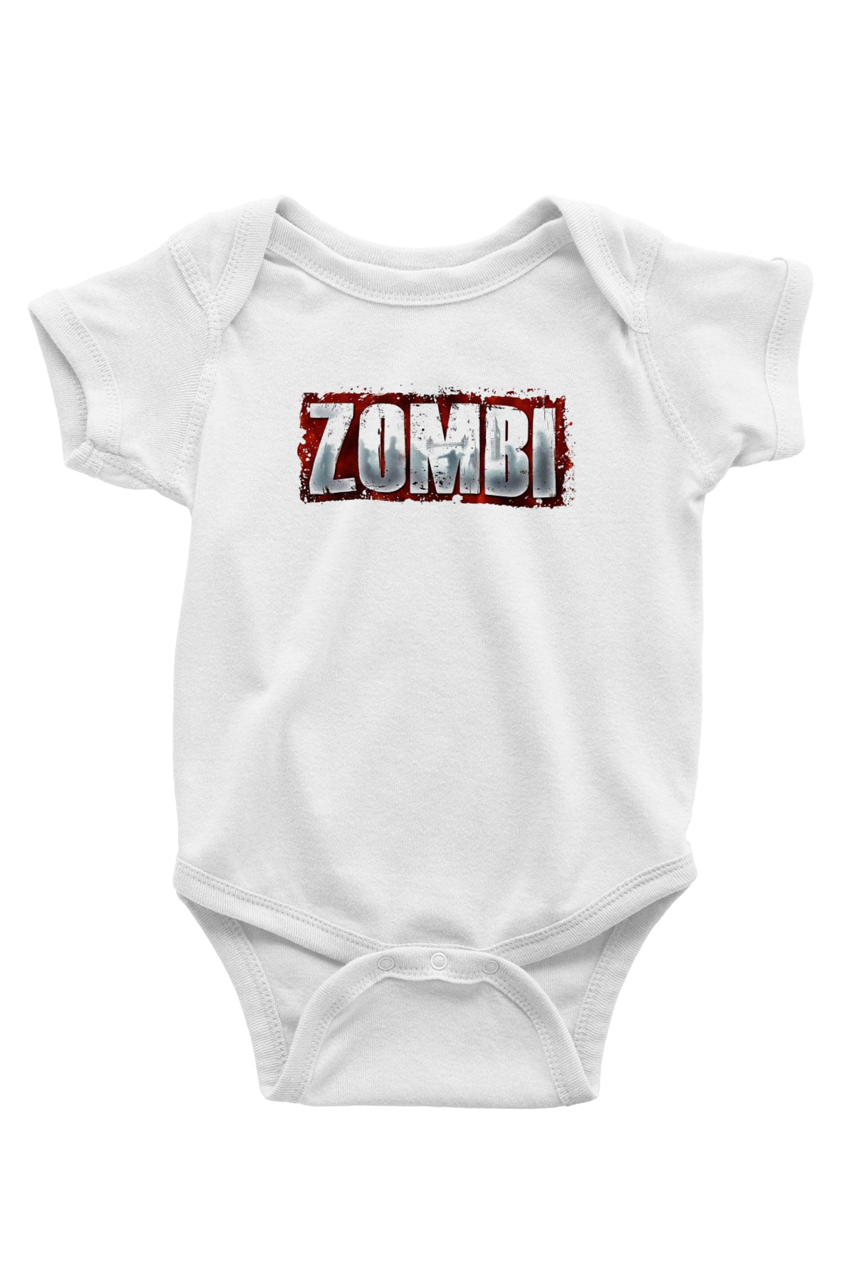 Zombi Baskılı Beyaz Unisex Bebek Body - Zıbın