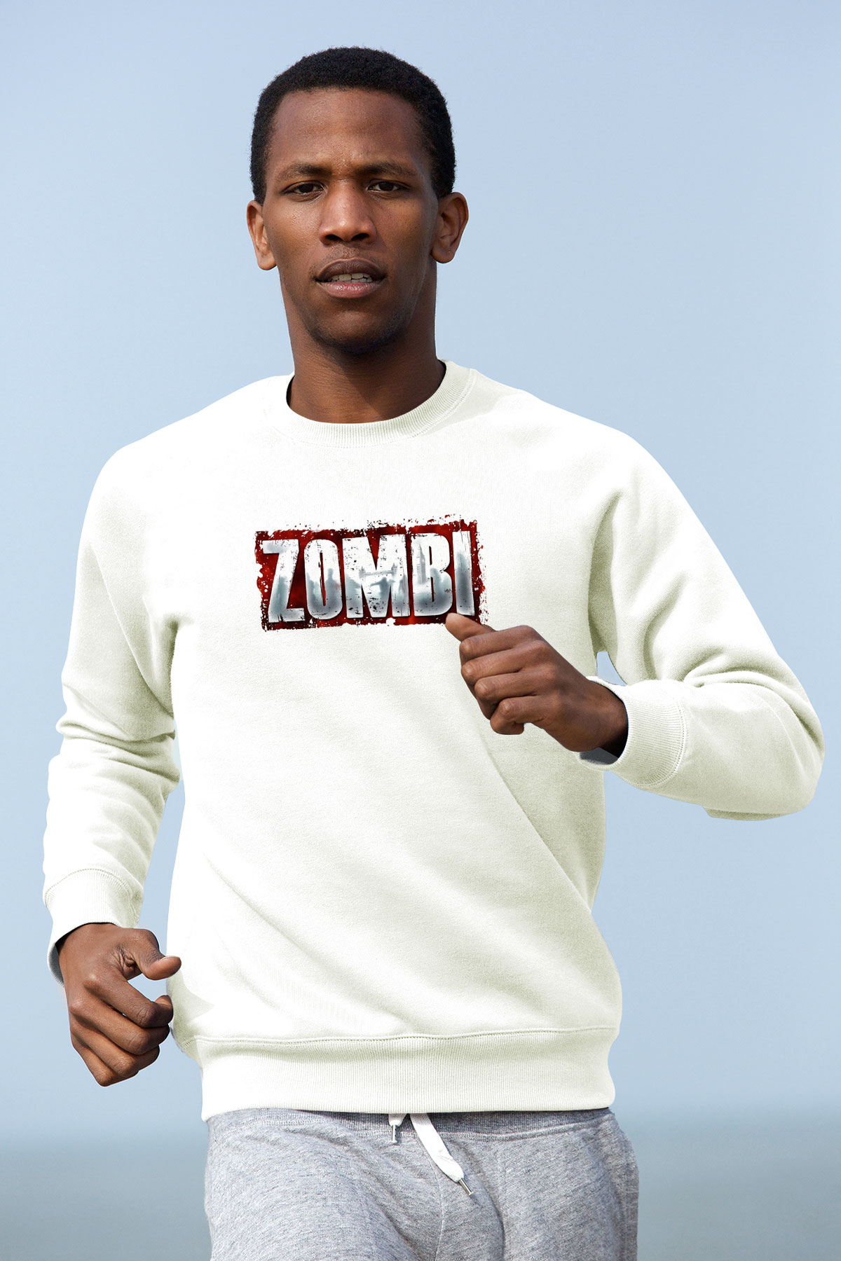 Zombi Beyaz Unisex Sweatshirt