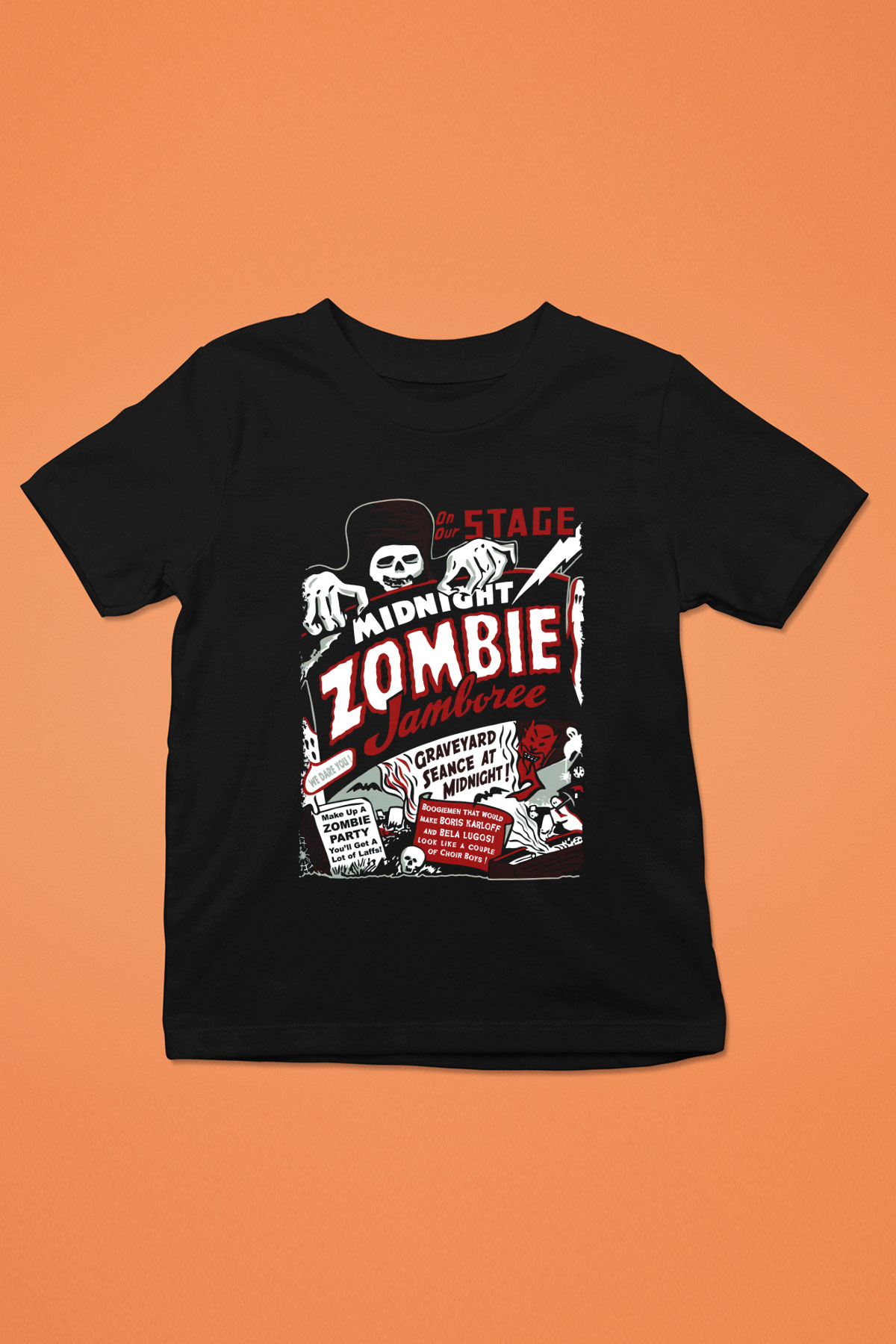 Zombi Siyah Unisex Çocuk Tişört