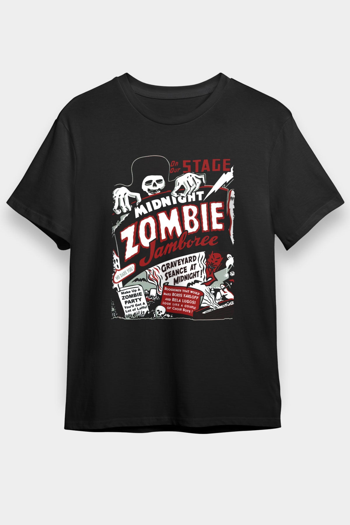 Zombi Siyah Unisex Tişört T-Shirt