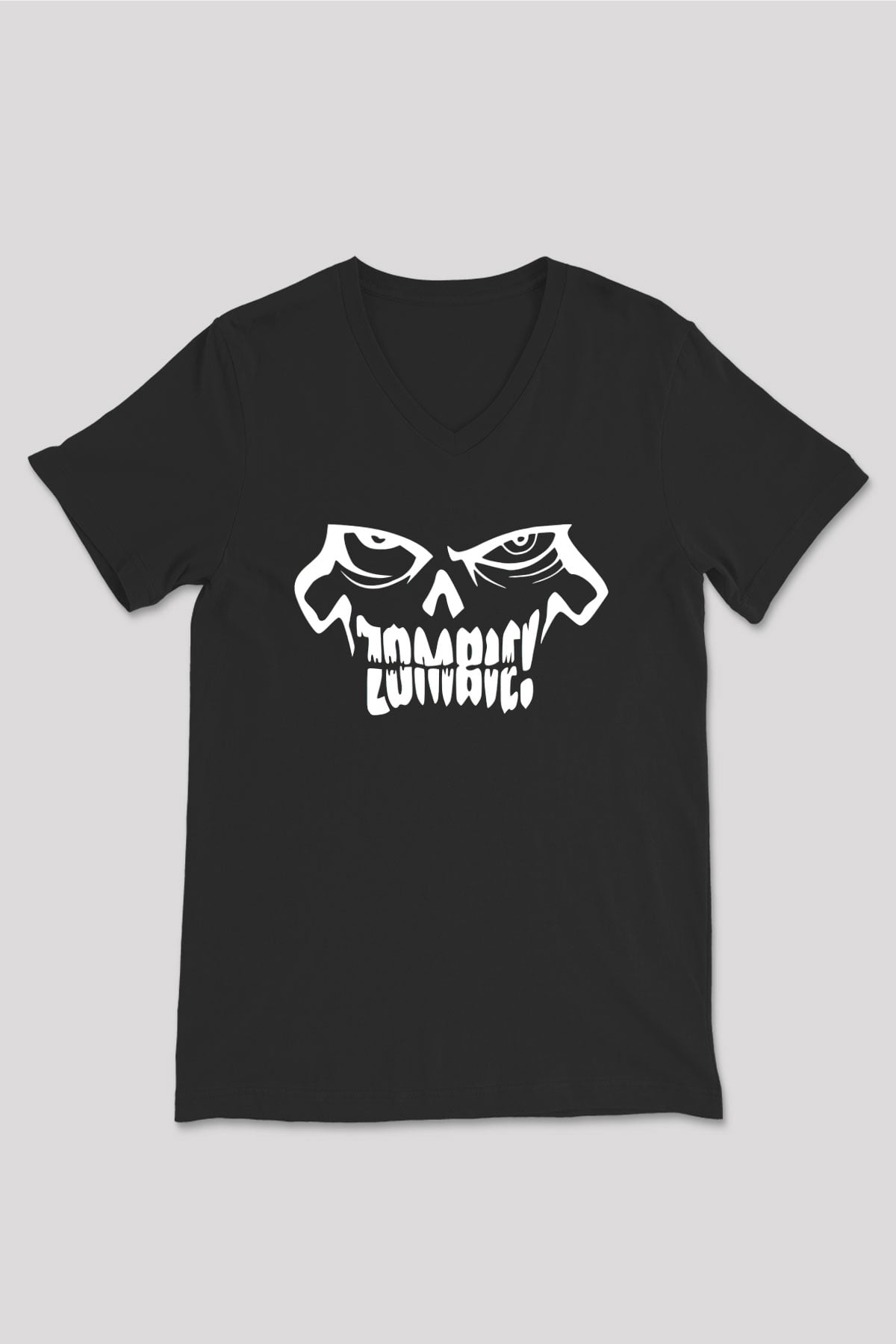 Zombi Siyah Unisex V Yaka Tişört