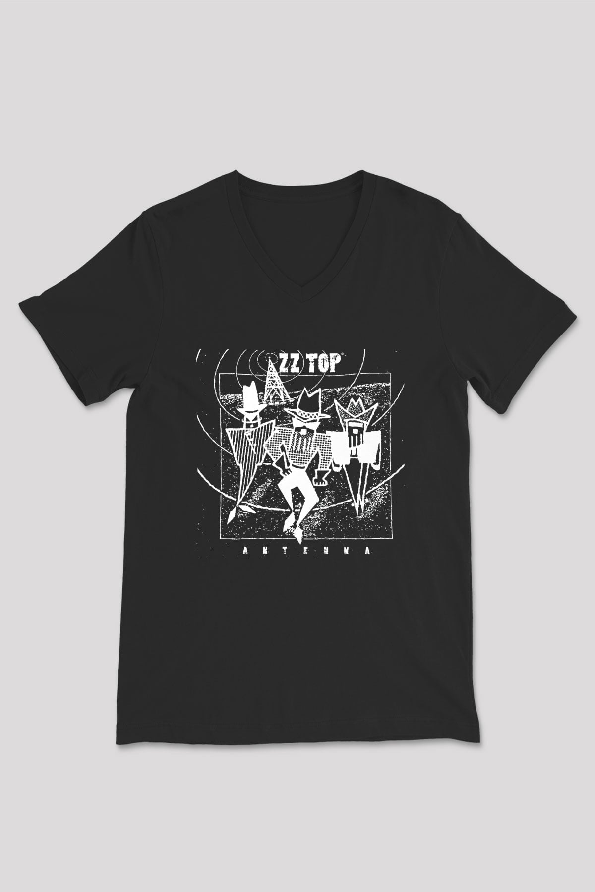 ZZ Top Siyah Unisex V Yaka Tişört T-Shirt