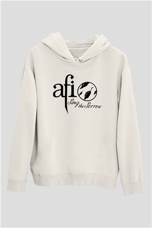  Afi Beyaz Unisex Kapüşonlu Sweatshirt