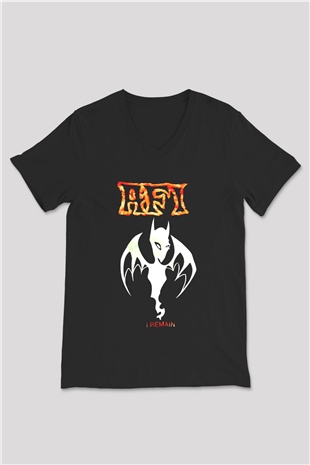  Afi Siyah Unisex V Yaka Tişört
