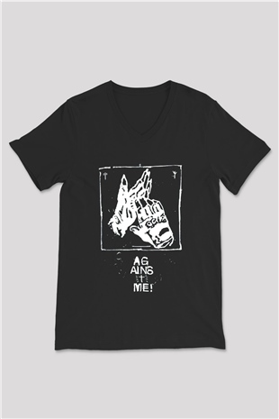  Against Me Siyah Unisex V Yaka Tişört