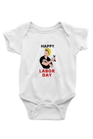 1 Mayıs Baskılı Beyaz Unisex Bebek Body - Zıbın