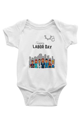 1 Mayıs Baskılı Beyaz Unisex Bebek Body - Zıbın