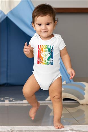 1 Mayıs Baskılı Beyaz Unisex Bebek Body - Zıbın
