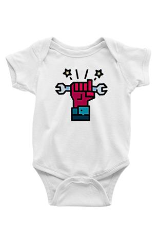 1 Mayıs Baskılı Beyaz Unisex Bebek Body - Zıbın