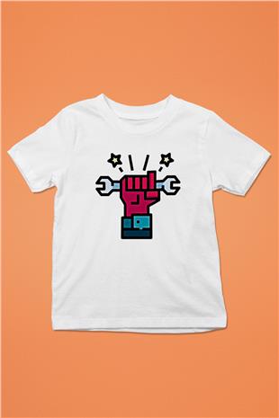 1 Mayıs Baskılı Beyaz Unisex Beyaz Çocuk Tişört - Tshirt