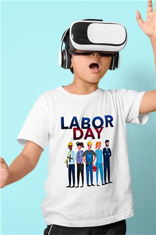 1 Mayıs Baskılı Beyaz Unisex Beyaz Çocuk Tişört - Tshirt