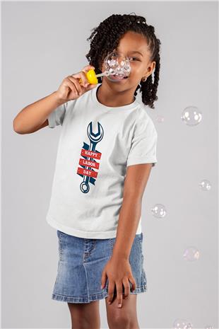 1 Mayıs Baskılı Beyaz Unisex Beyaz Çocuk Tişört - Tshirt