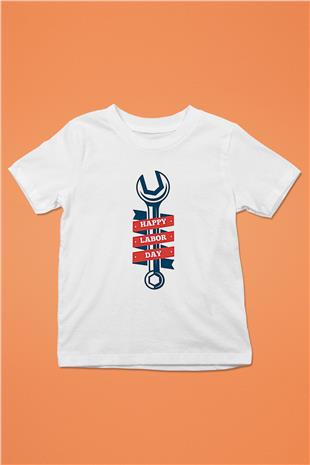 1 Mayıs Baskılı Beyaz Unisex Beyaz Çocuk Tişört - Tshirt